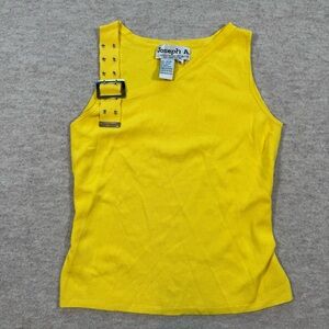 Joseph A Yellow One-Shoulder Tank with Buckle Detail